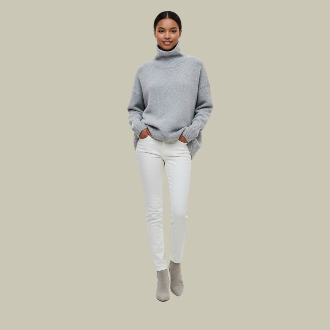 Bequemer Damen Rollkragenpullover Locker Geschnitten - IdealeKleiden