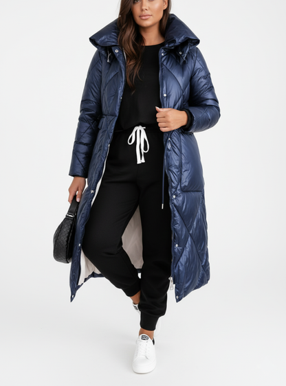 Doudoune longue d'hiver élégante pour femme avec col montant