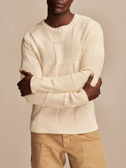 Pull homme motif carreaux moderne