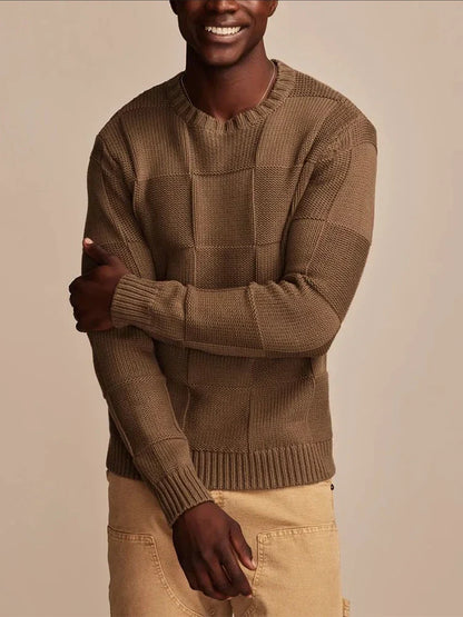 Pull homme motif carreaux moderne