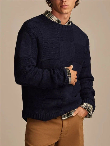Pull homme motif carreaux moderne