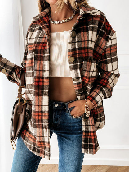 Cardigan femme oversize à carreaux manches longues