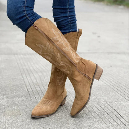 Bottes de cowboy en daim motif western mi-hautes
