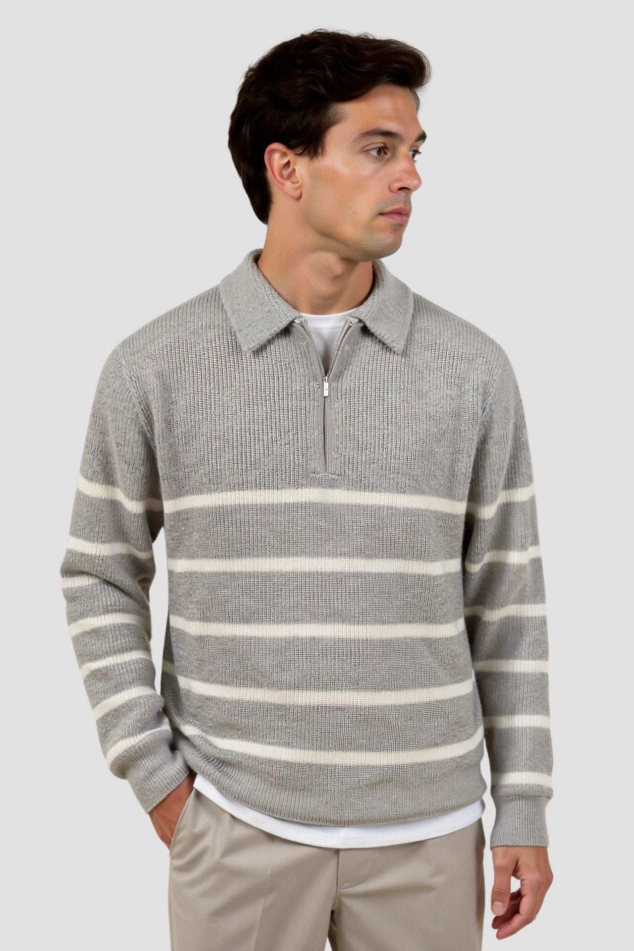 Damenschal Pullover Mit Halbem Reißverschluss - IdealeKleiden