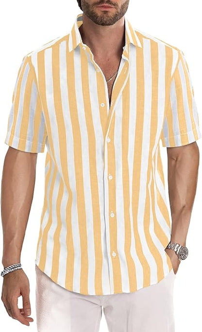 Chemise homme rayée manches courtes col