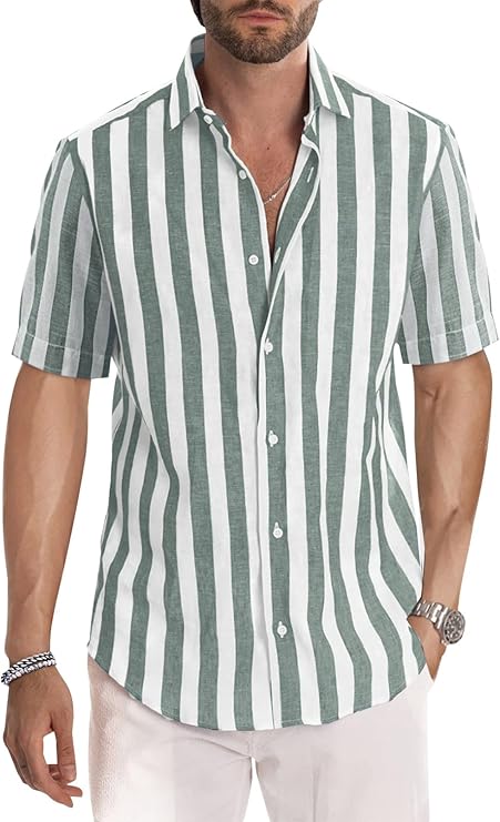 Chemise homme rayée manches courtes col