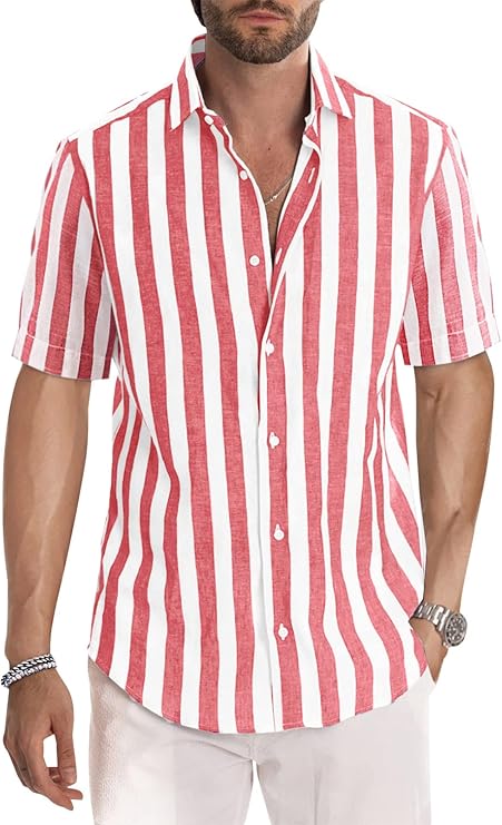 Chemise homme rayée manches courtes col