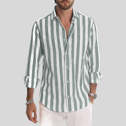 Chemise en lin homme manches longues rayée