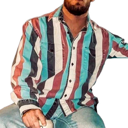 Chemise homme boutonnée coupe décontractée rayée