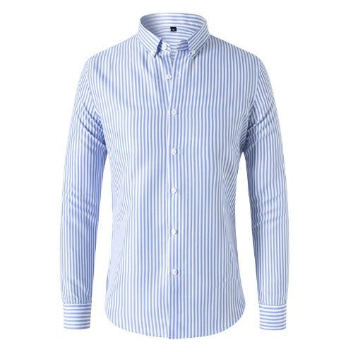 Chemise homme rayée, manches longues, patte de boutonnage