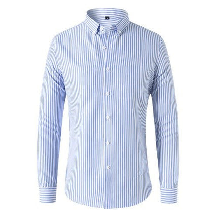 Chemise homme rayée, manches longues, patte de boutonnage