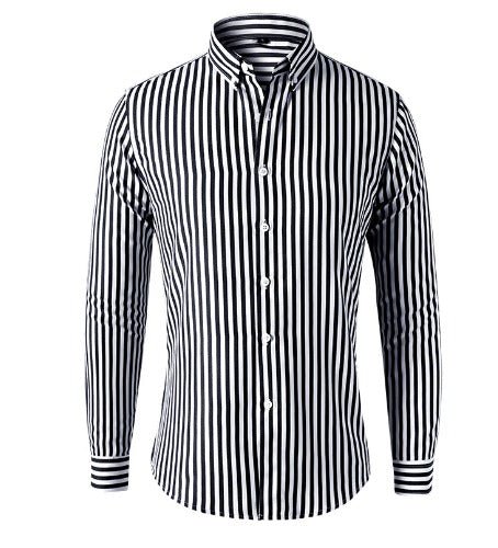 Chemise homme rayée, manches longues, patte de boutonnage