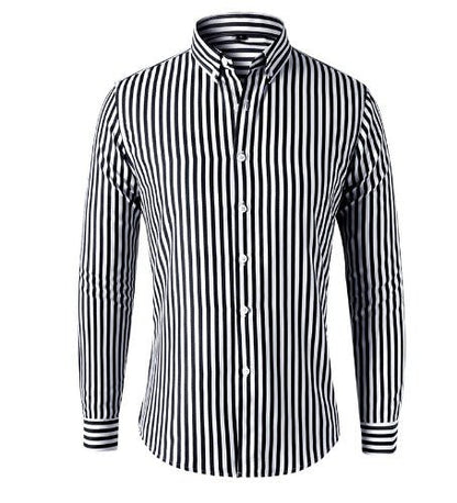 Chemise homme rayée, manches longues, patte de boutonnage