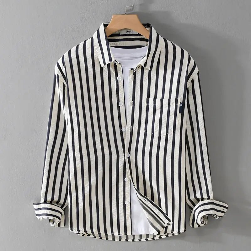 Chemise rayée homme manches longues polo