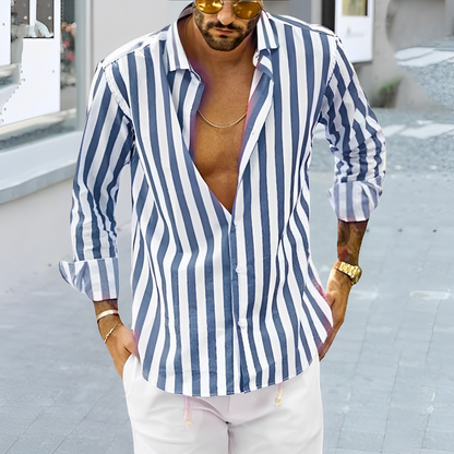 Chemise habillée à rayures à manches longues pour homme