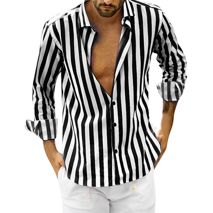 Chemise habillée à rayures à manches longues pour homme
