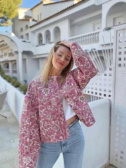 Veste d'hiver pour femme, motif floral, isolation thermique