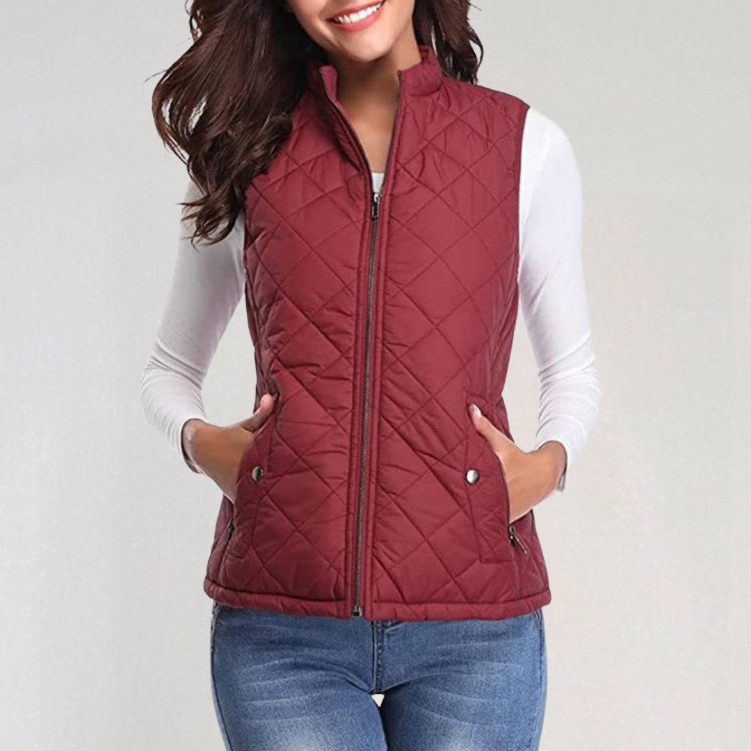 Gilet matelassé léger à fermeture éclair pour femme