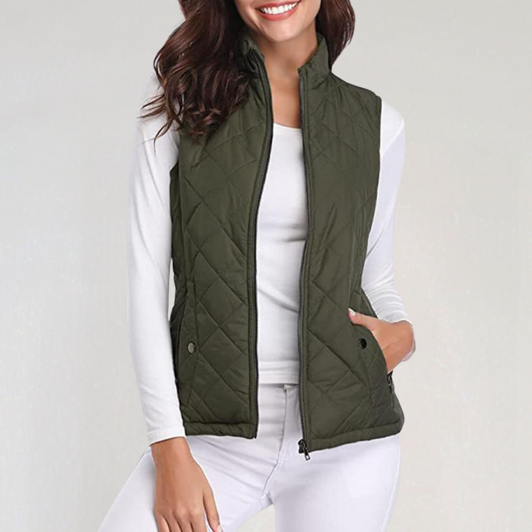 Gilet matelassé léger à fermeture éclair pour femme