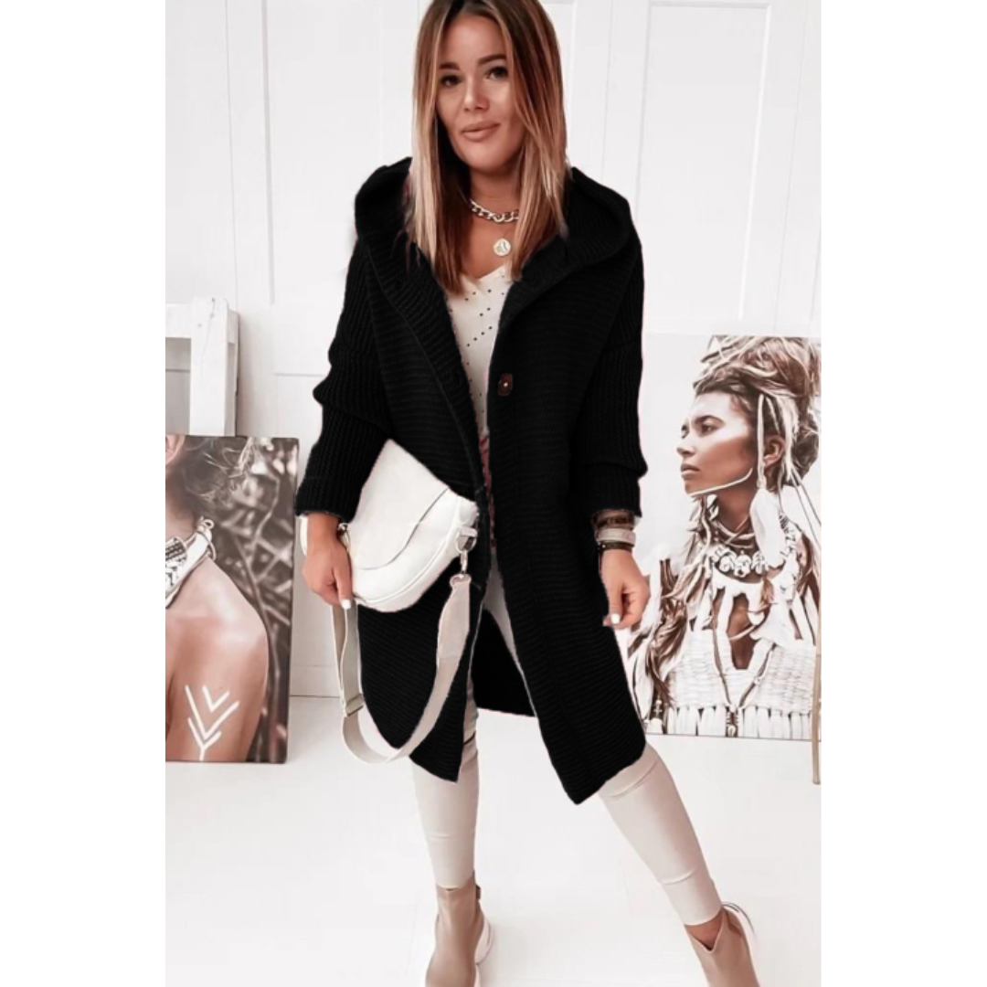 Gilet oversize femme capuche manches longues