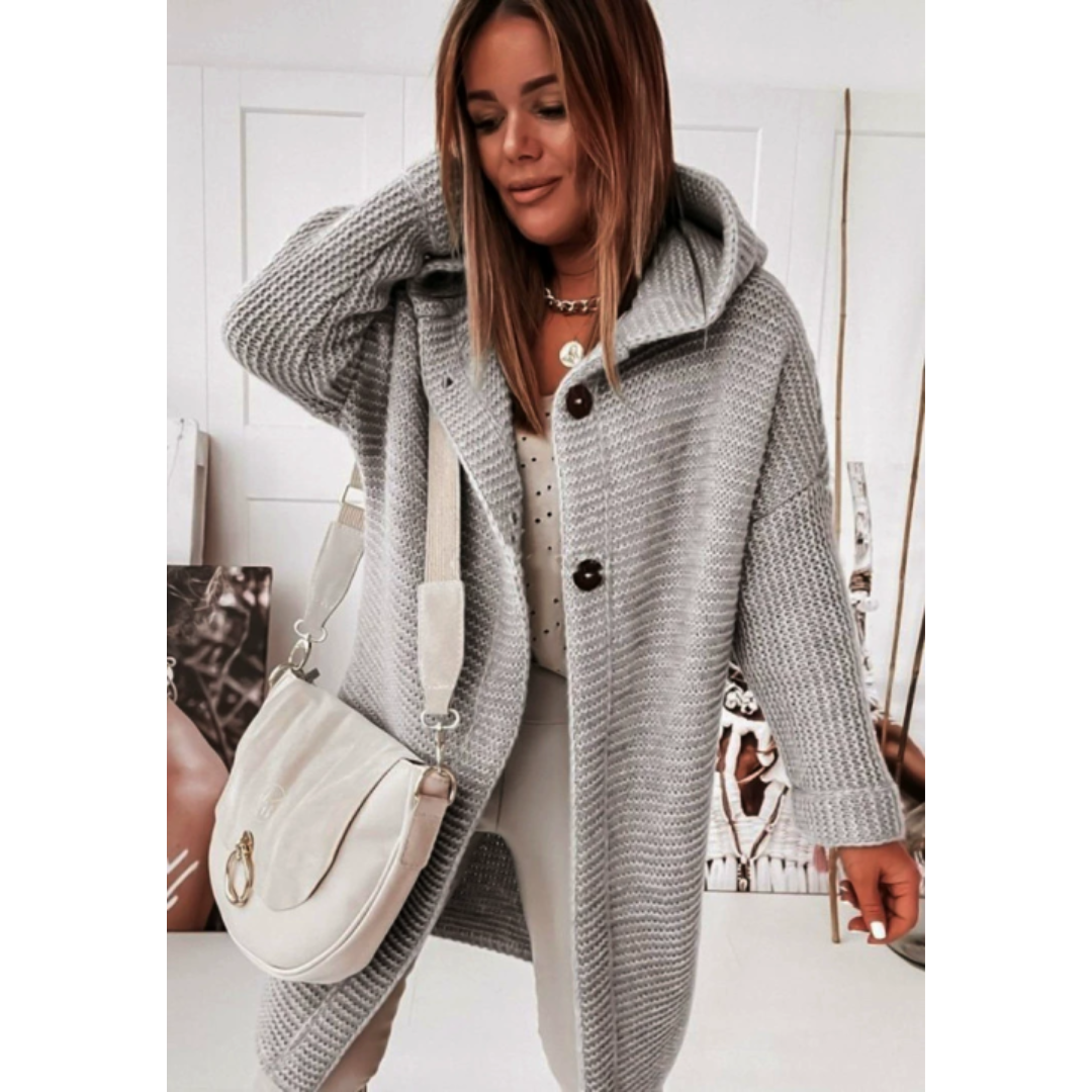 Gilet oversize femme capuche manches longues