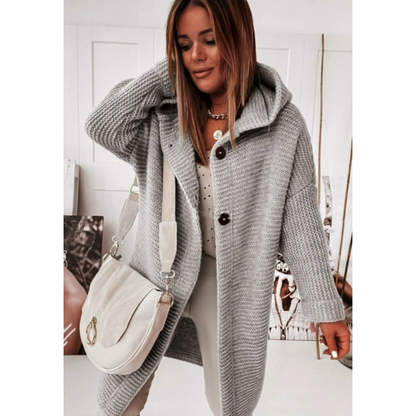 Gilet oversize femme capuche manches longues