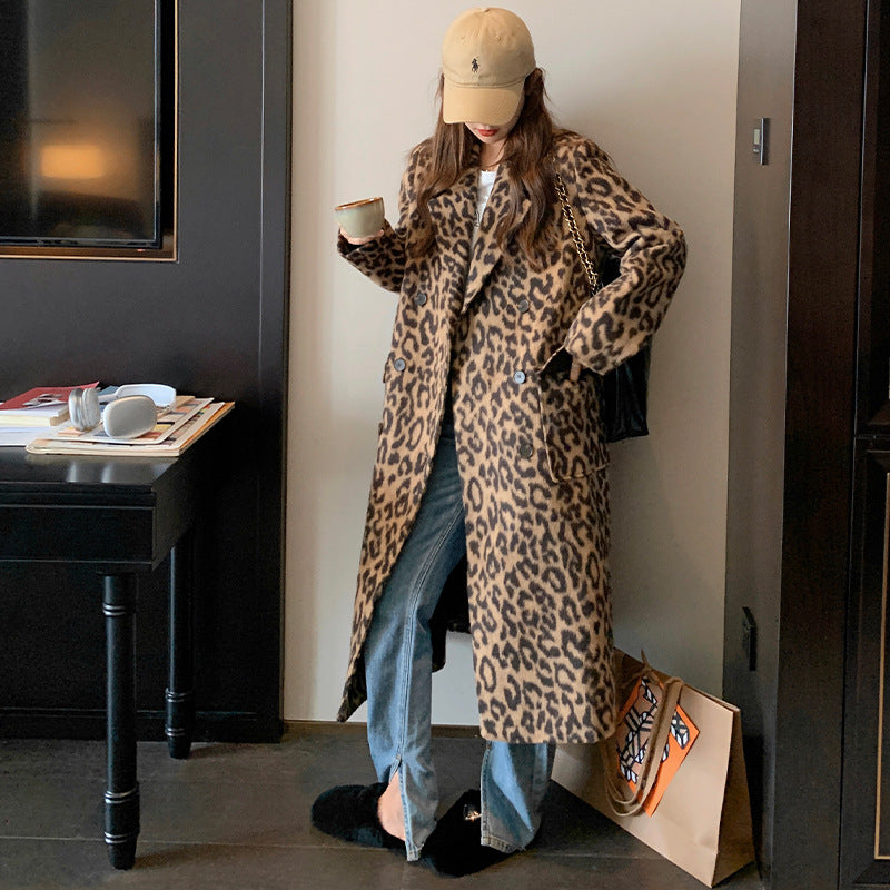 Veste d'hiver femme imprimé léopard Douce et chaude
