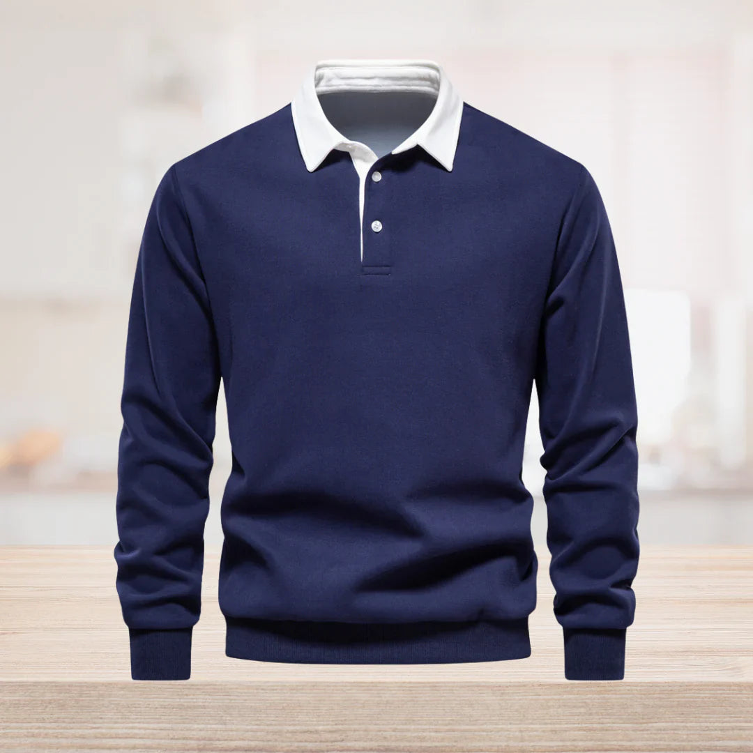 Herren Polo Shirt Langarm Elegant Klassisch - IdealeKleiden