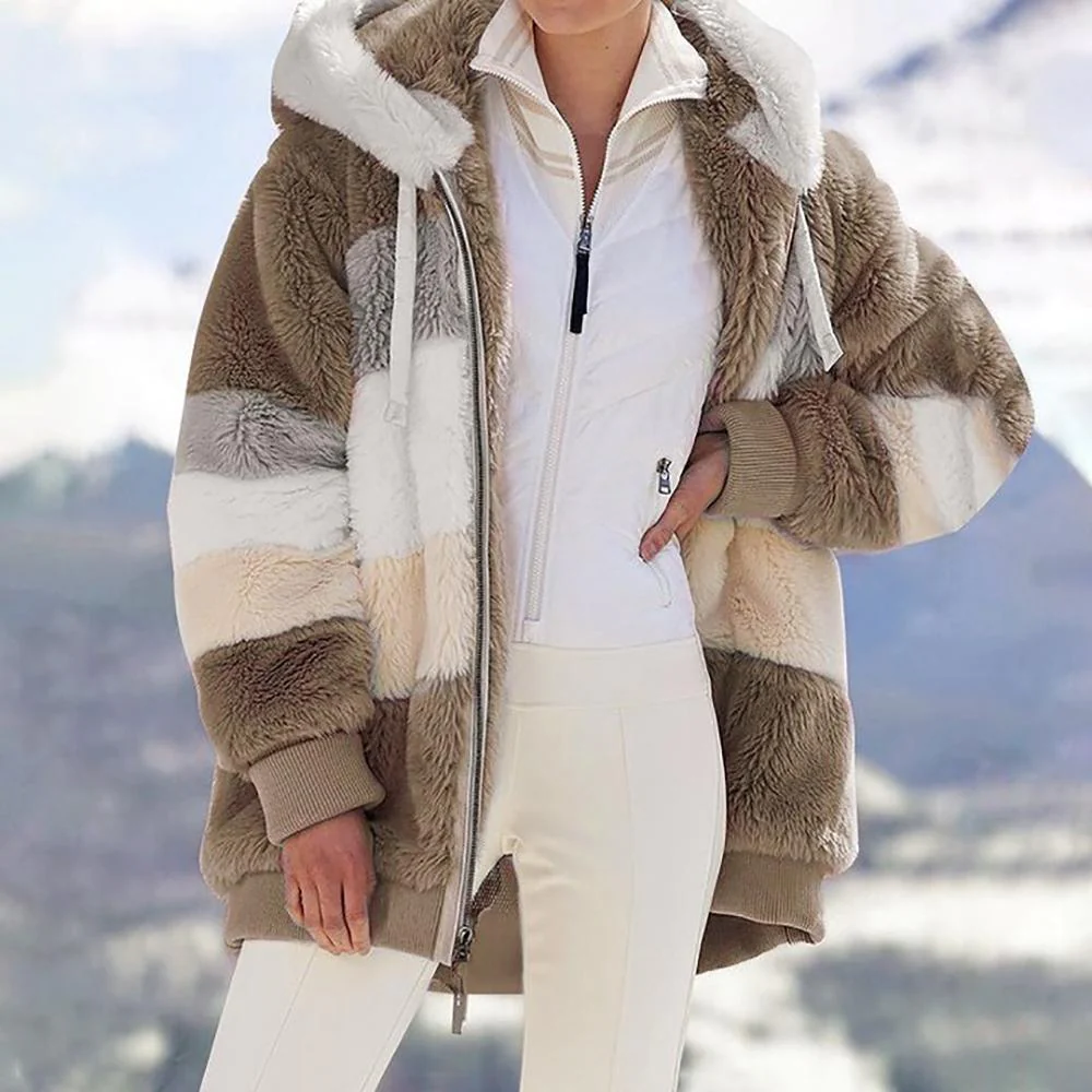 Manteau d'hiver élégant pour femme matelassé contrastant