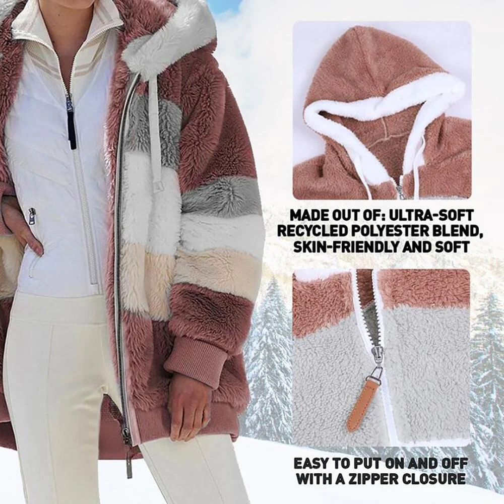 Manteau d'hiver élégant pour femme matelassé contrastant