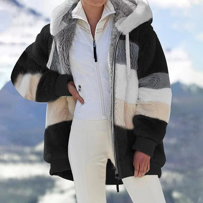 Manteau d'hiver élégant pour femme matelassé contrastant