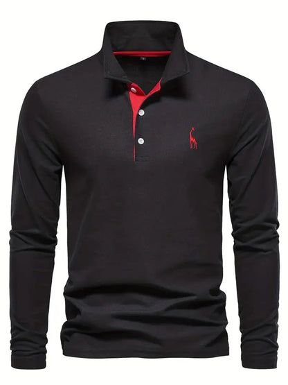 Giraffen Muster Poloshirt Langarm - IdealeKleiden