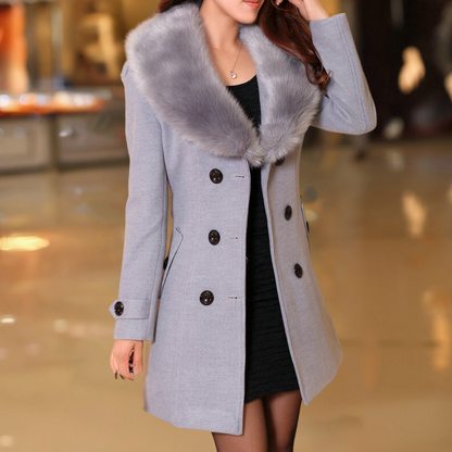 Manteau femme en laine mélangée coupe cintrée