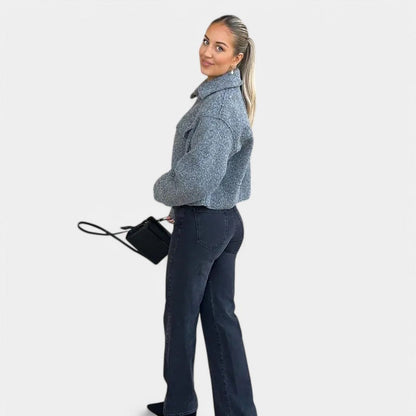 Stylische Damen Wolljacke Kurz Modisch - IdealeKleiden