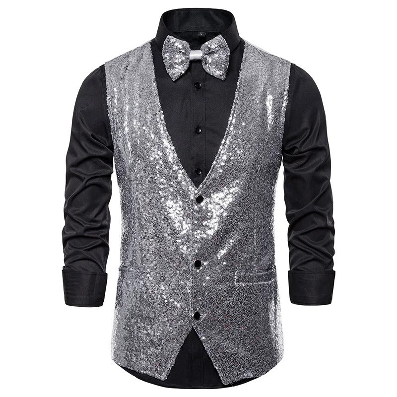 Glitzer Weste Herren Party Elegant - IdealeKleiden
