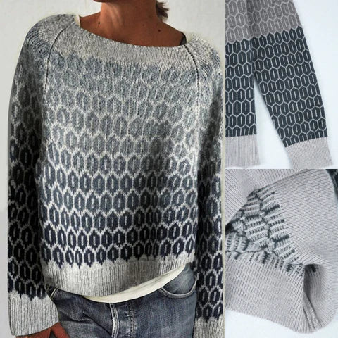 Stilvoller Grauer Pullover Damen - IdealeKleiden