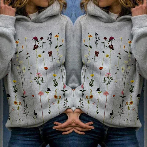 Elle - Kapuzenpullover Blumenmuster Damen - IdealeKleiden