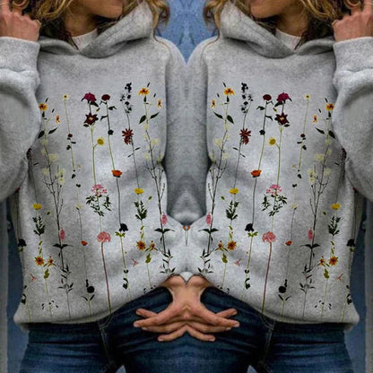 Elle - Kapuzenpullover Blumenmuster Damen - IdealeKleiden