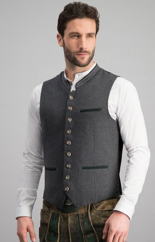 Herren Weste Elegant Grau Slim Fit - IdealeKleiden