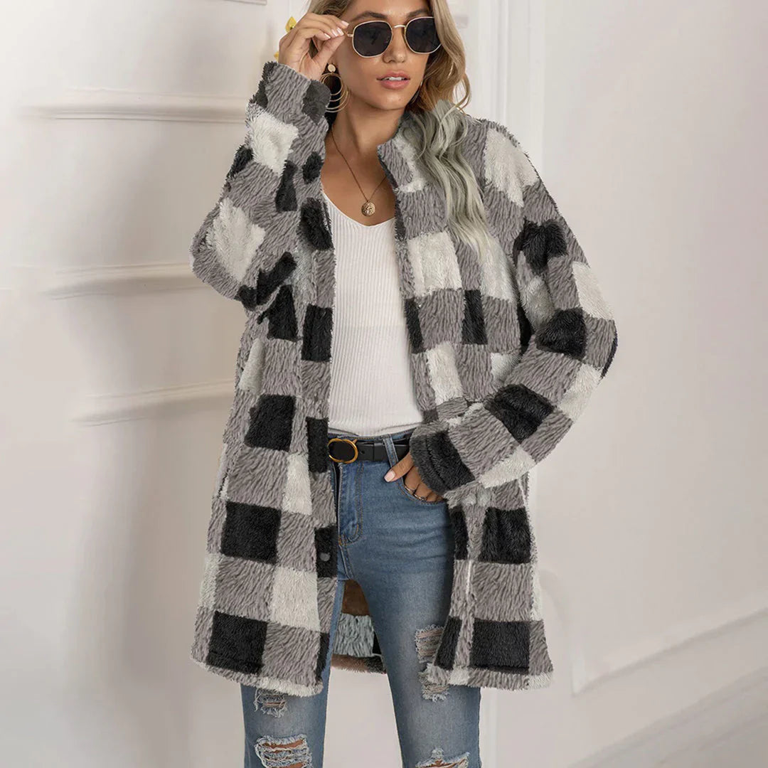 Veste à carreaux pour femme Confortable Moderne