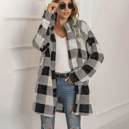 Veste à carreaux pour femme Confortable Moderne