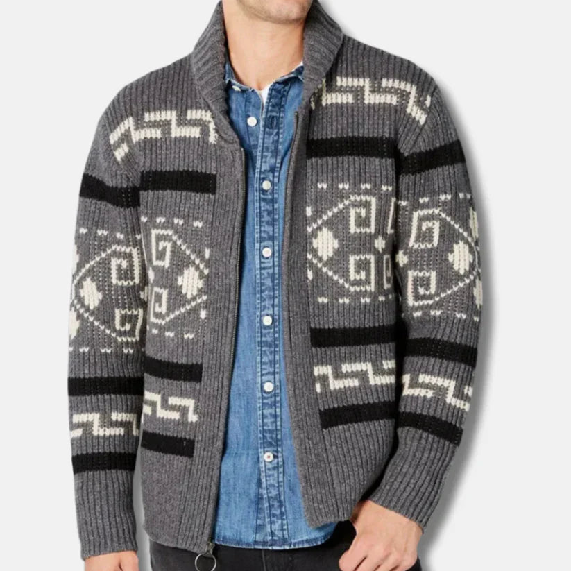 Cardigan homme en laine avec fermeture éclair