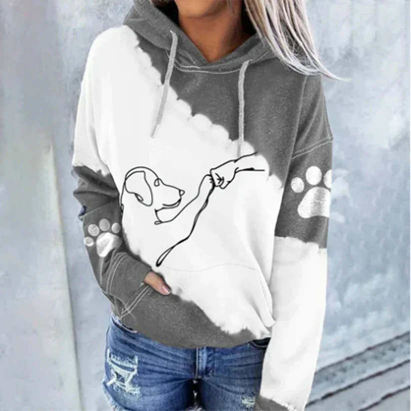 Sweat-shirt à capuche stylé avec motif chien tendance