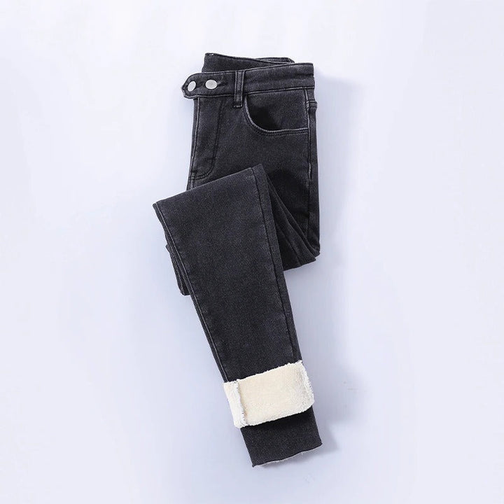 Jean d'hiver doublé taille haute pour femmes
