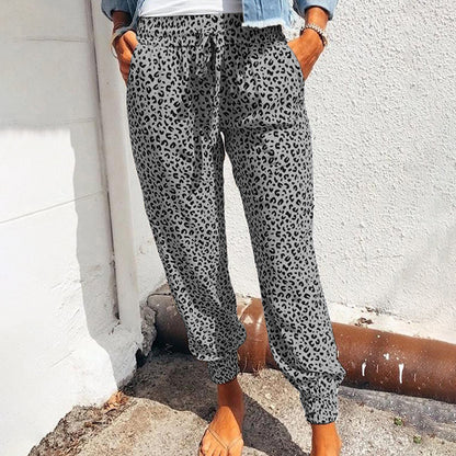 Pantalon de survêtement confortable en coton avec motif animalier, coupe ample