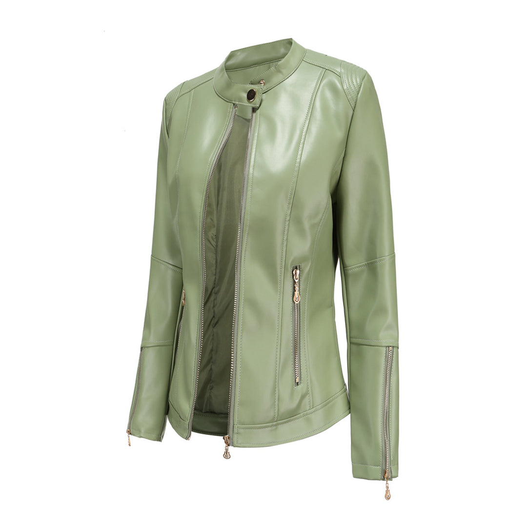 Veste en cuir automne femme élégante