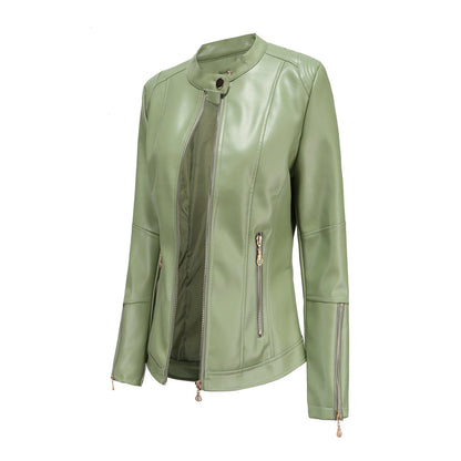 Veste en cuir automne femme élégante