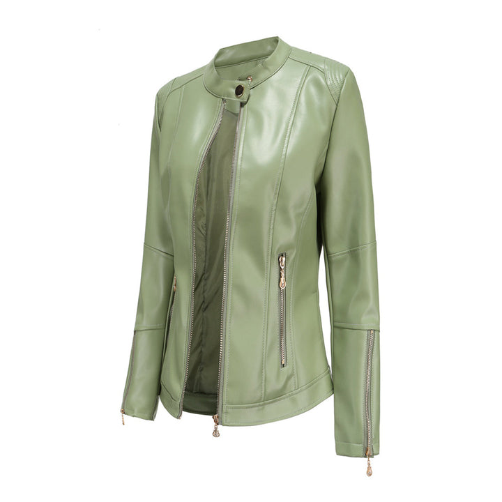 Veste en cuir automne femme élégante