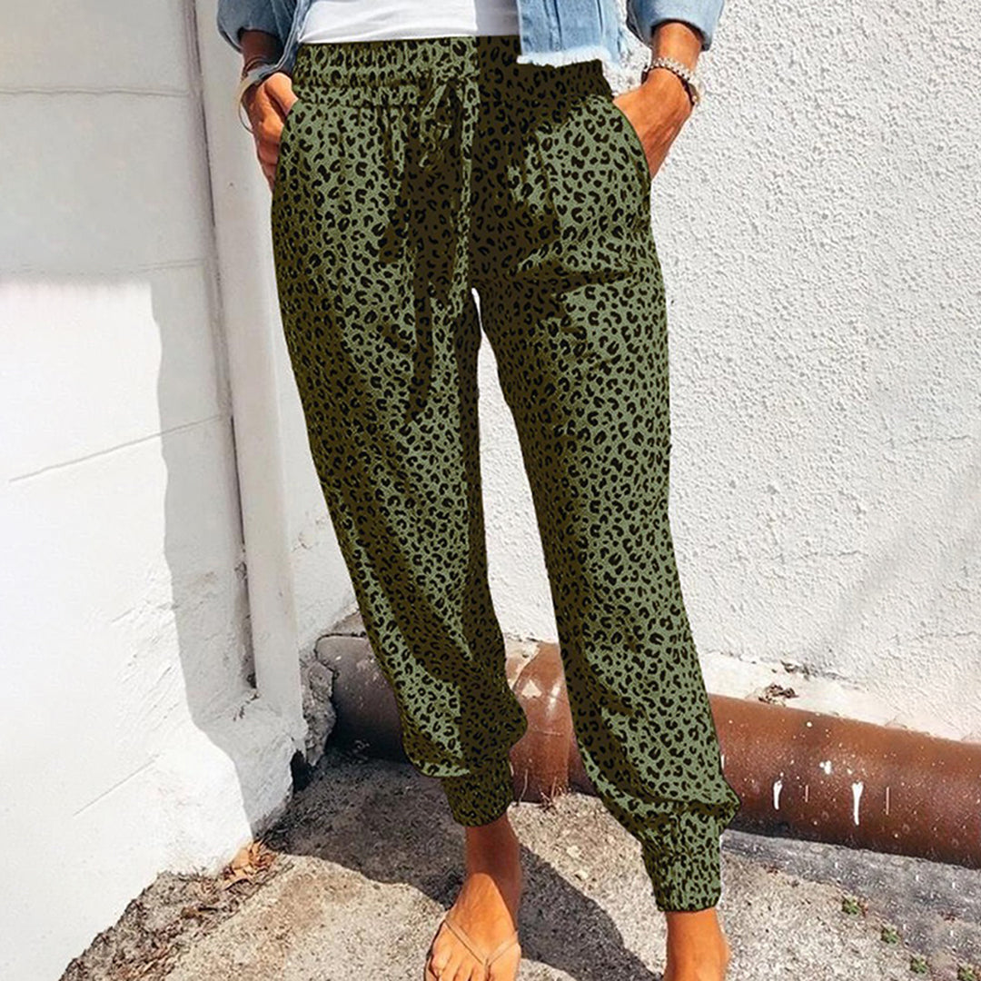 Pantalon de survêtement confortable en coton avec motif animalier, coupe ample