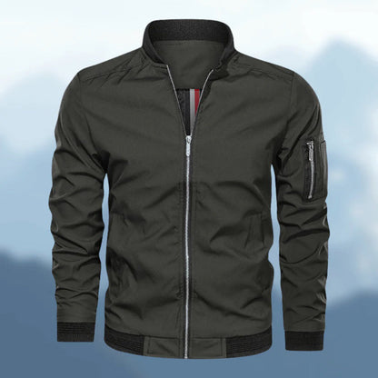 Blouson aviateur homme sportif, fermeture éclair et poche de manche